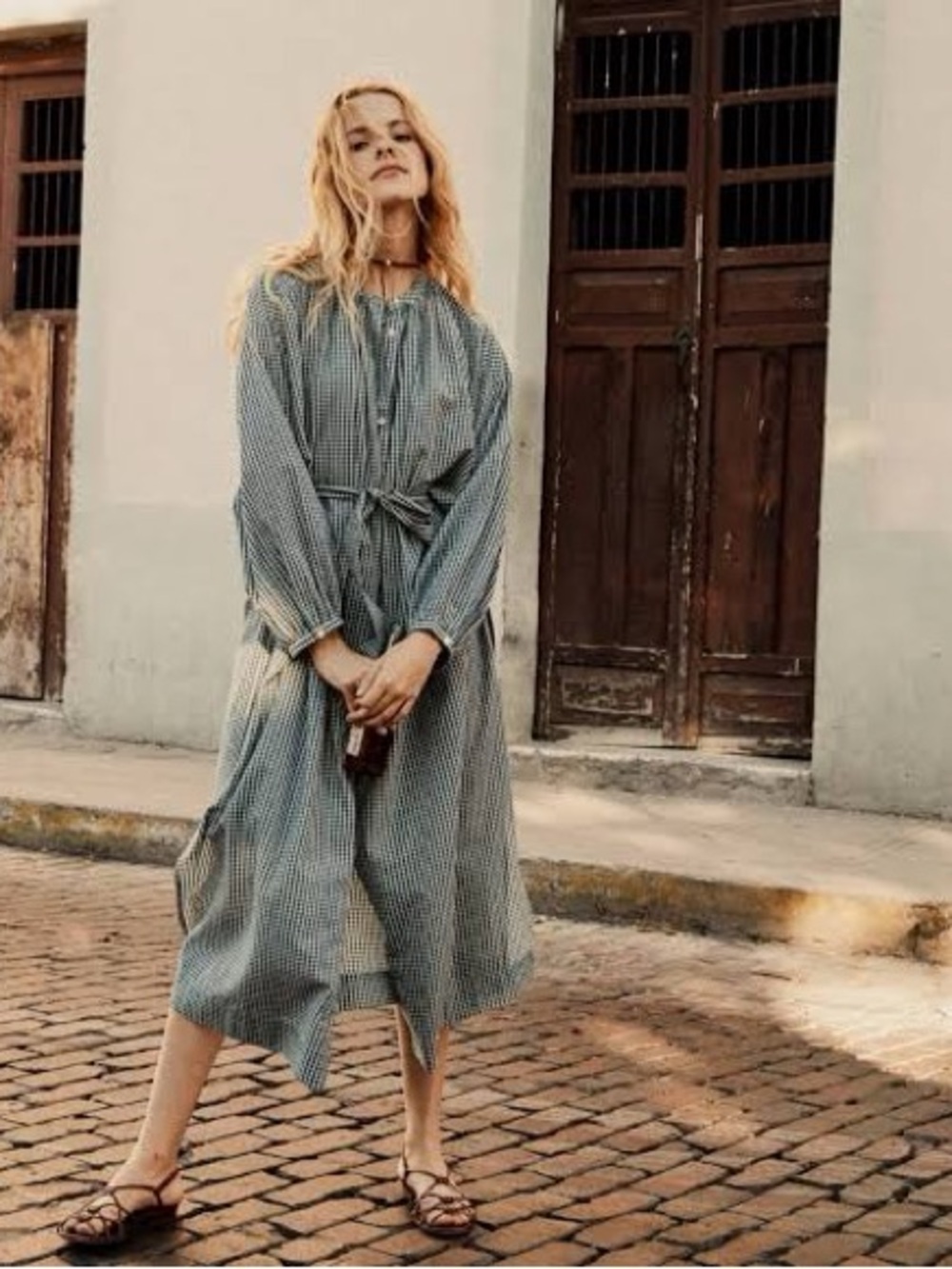 Doen Joan dress in josephine plaid blue